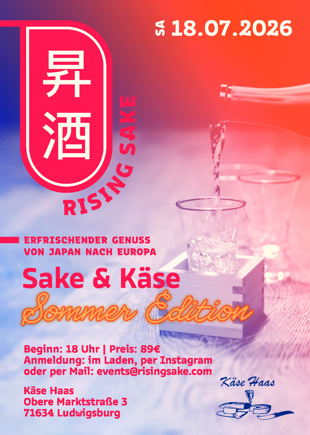 Flyer: Sake & Käse – Sommer Edition – RISING SAKE Event